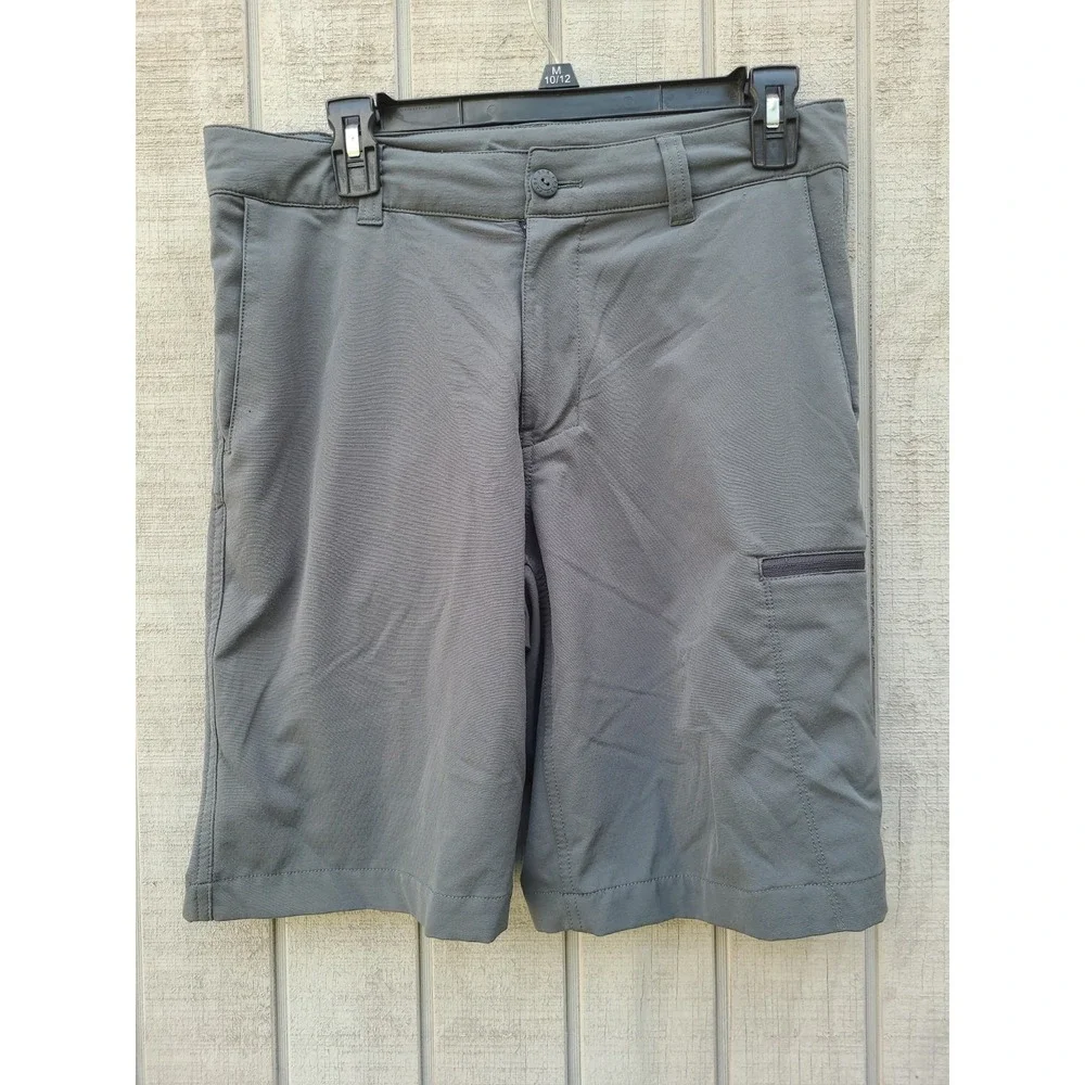 The North Face Men's 32 Stretch Hiking Shorts Gray Green Polyester Outdoor
